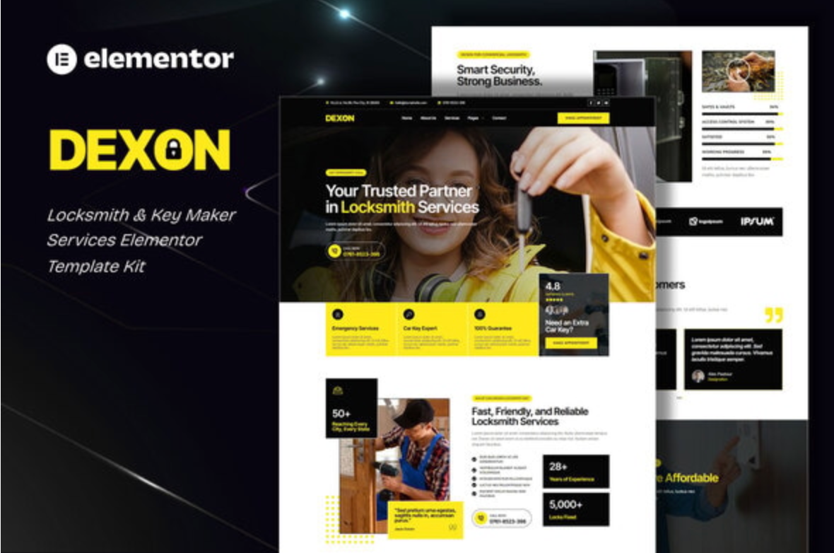 Dexon - Locksmith & Key Maker Services Elementor Template Kit