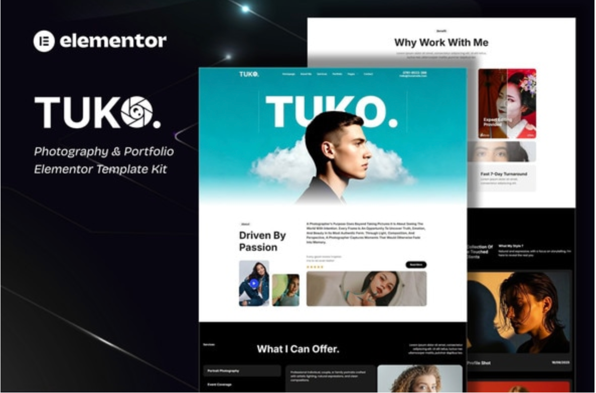 Tuko - Photography & Portfolio Elementor Template Kit