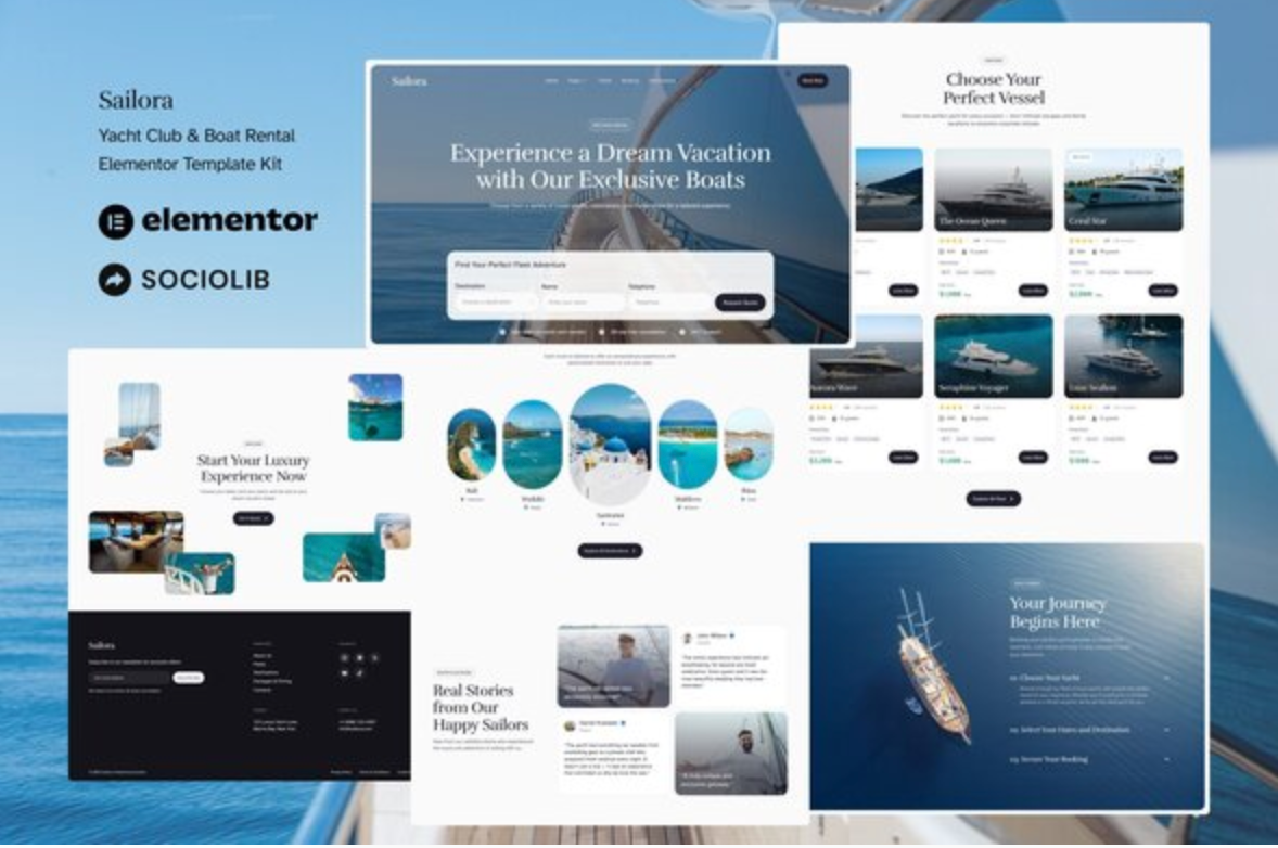 Sailora - Yacht Club & Boat Rental Elementor Template Kit
