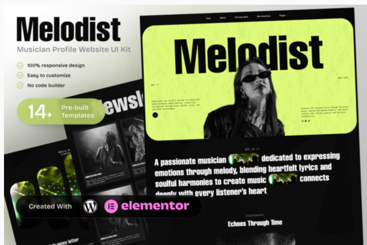 Melodist - Musician Profile Elementor Template Kit