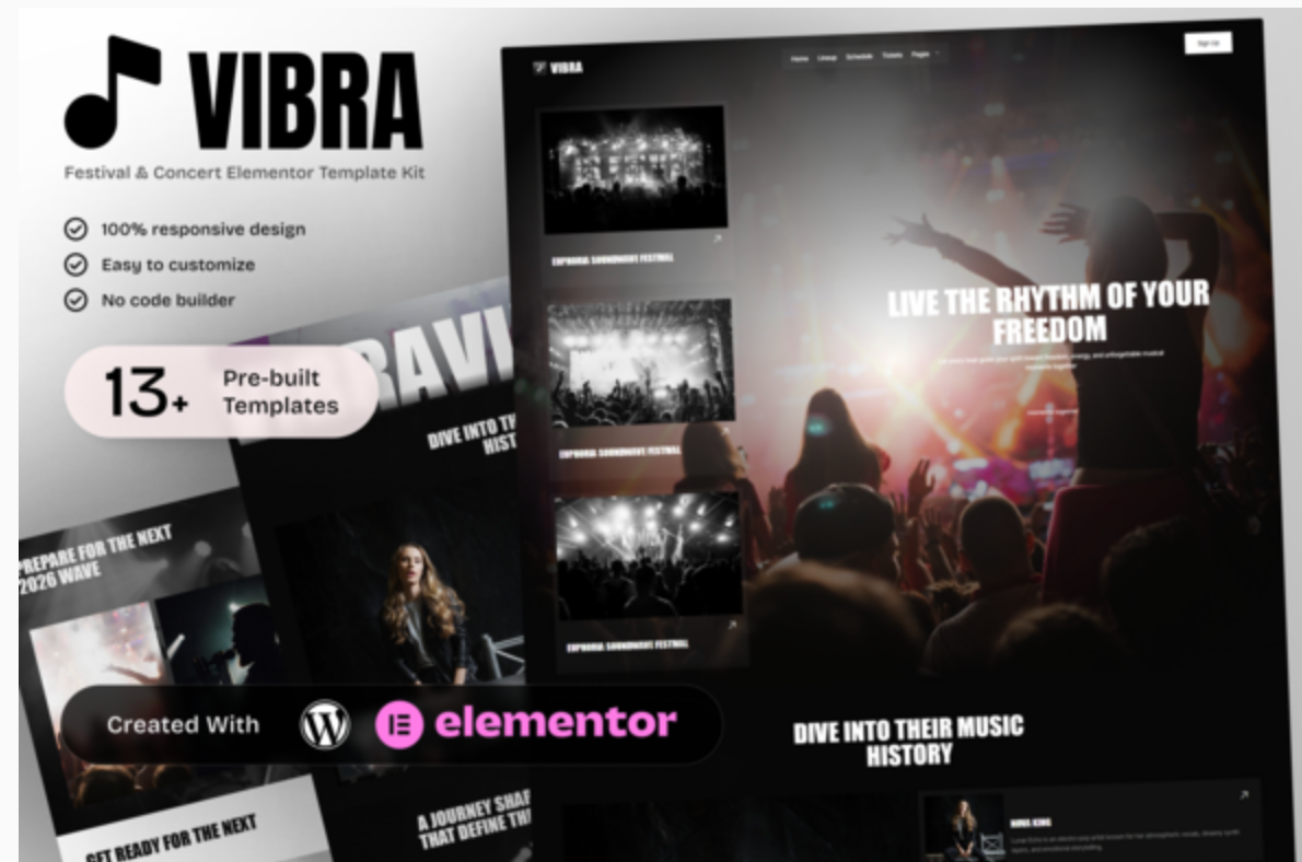Vibra - Music Festival & Concert Elementor Template Kit