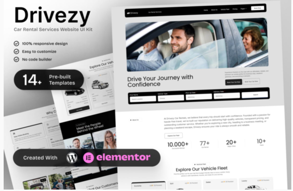 Drivezy - Car Rental Services Elementor Template Kit