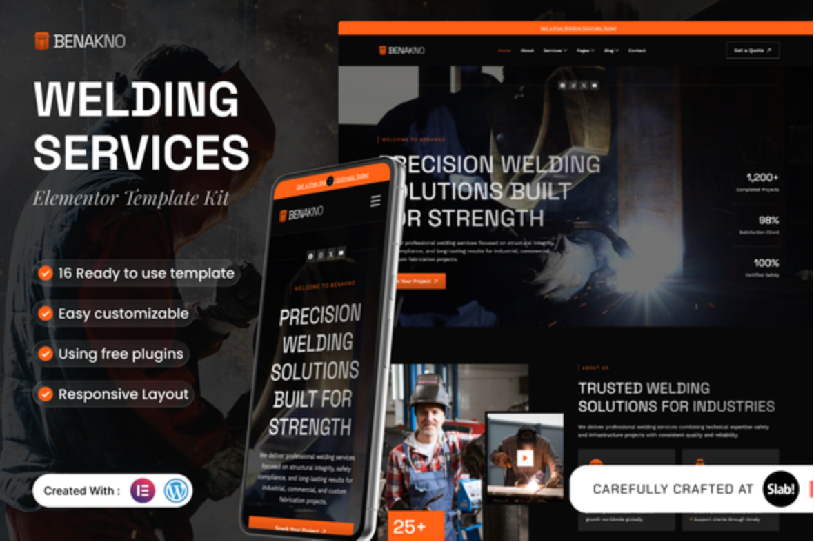 Benakno - Welding Services Elementor Template Kit