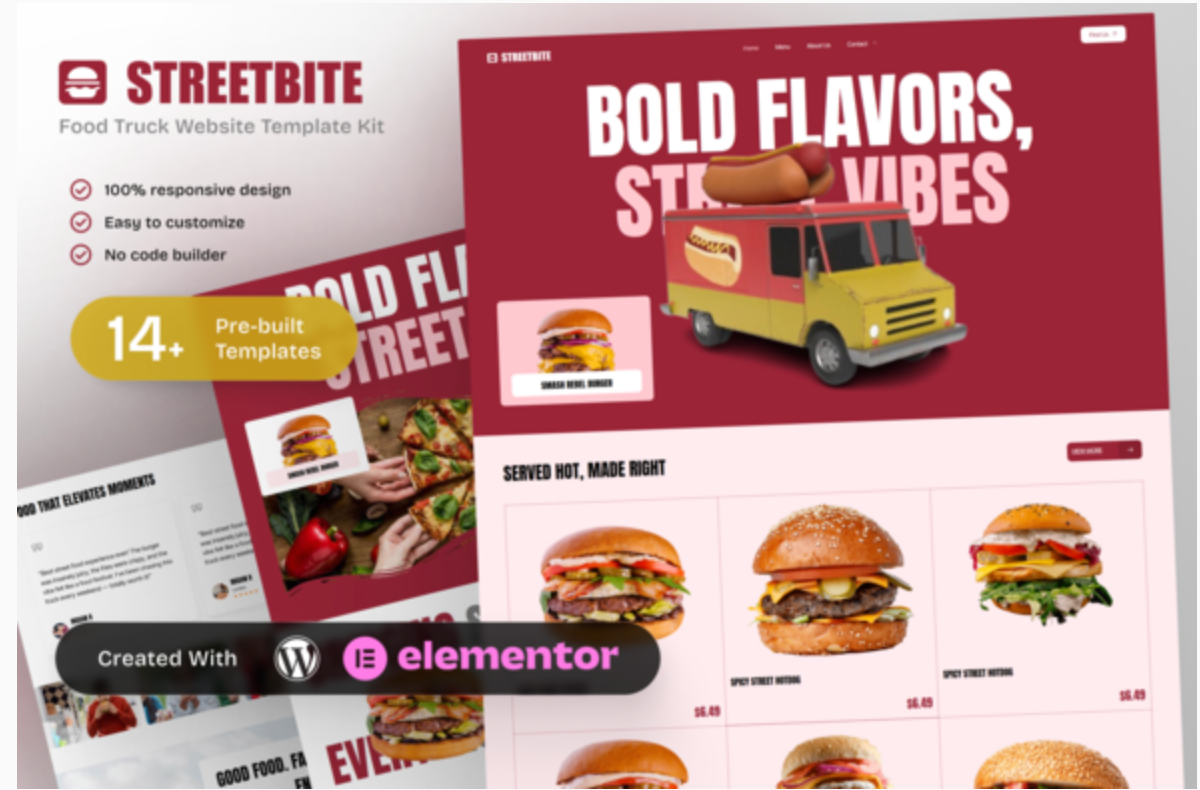 StreetBite - Food Truck & Street Food Elementor Template Kit