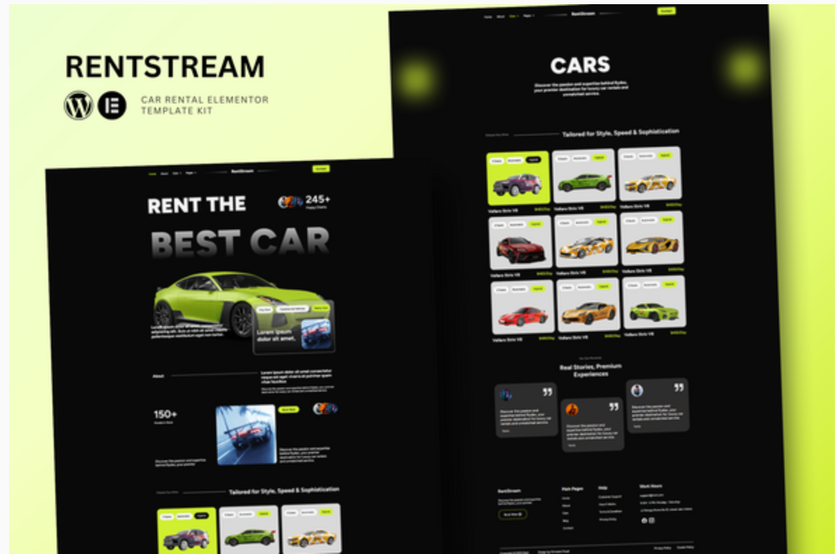 RentStream - Car Rental Elementor Template Kit