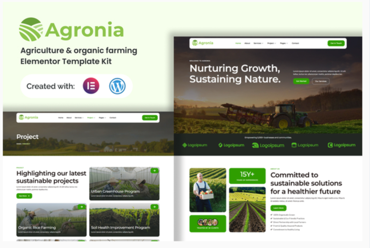 Agronia - Agriculture & Organic Farming Elemenntor Template Kit