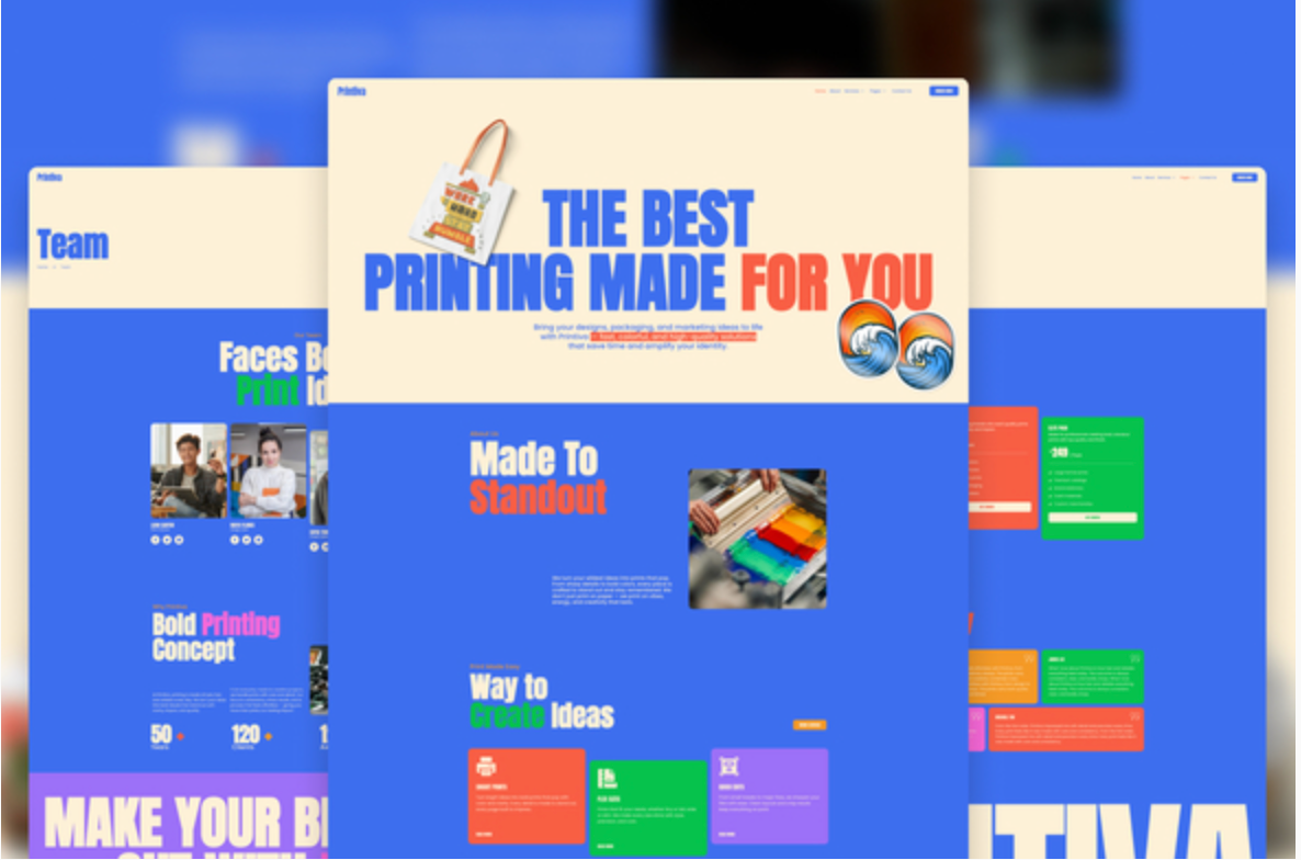 Printiva - Modern Colorful Printing Service Company Elementor Template Kit