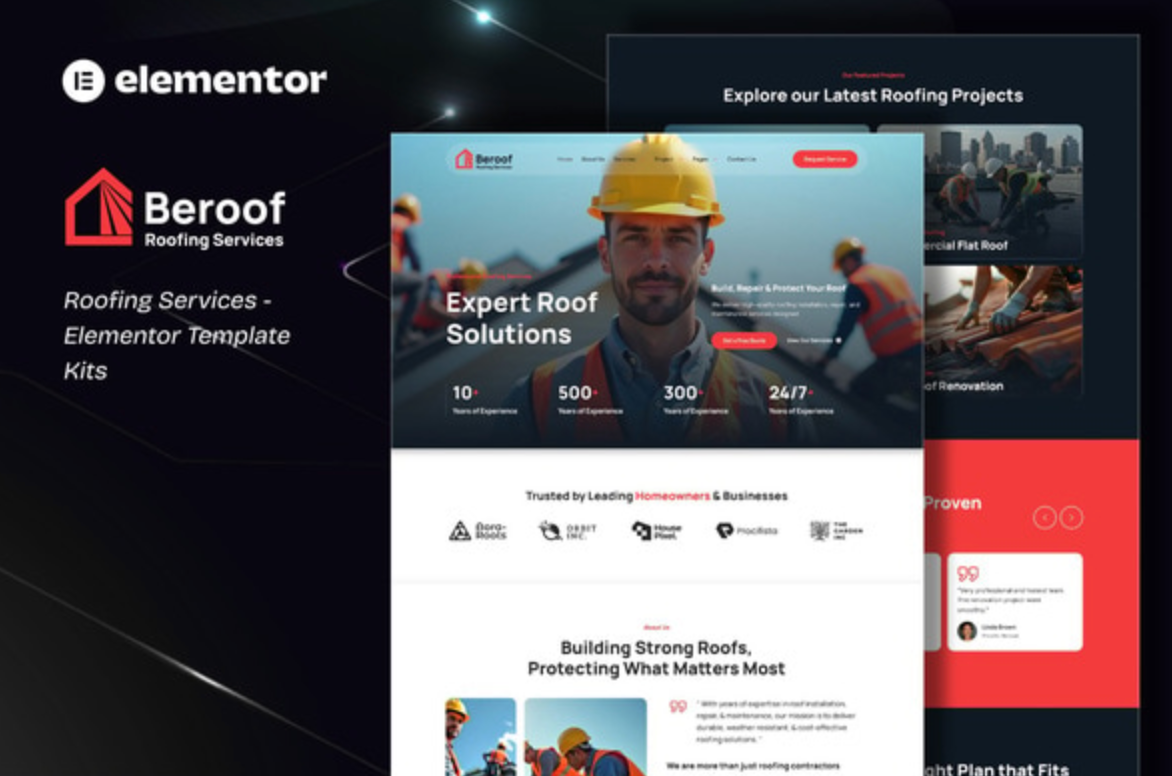 Beroof - Roofing Services Elementor Template Kit