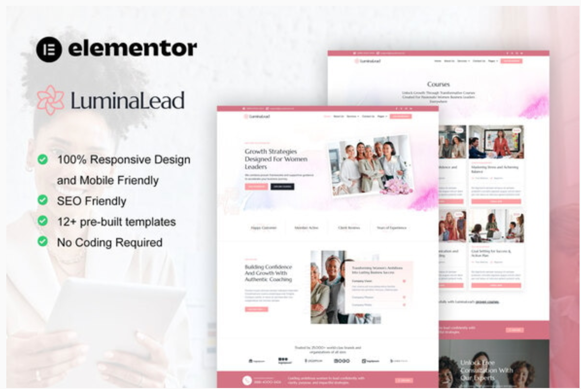 LuminaLead - Feminine Business Coaching Elementor Pro Template Kit