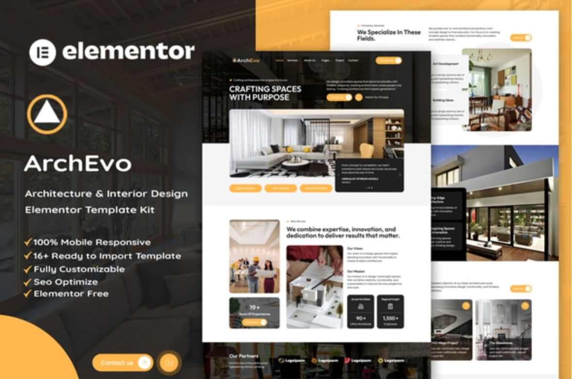 ArchEvo - Architecture & Interior Design Elementor Template Kit