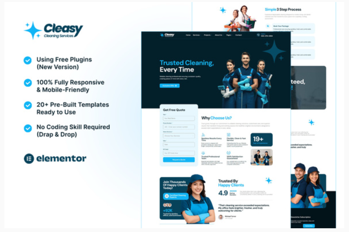 Cleasy - Cleaning Services Elementor Template Kit