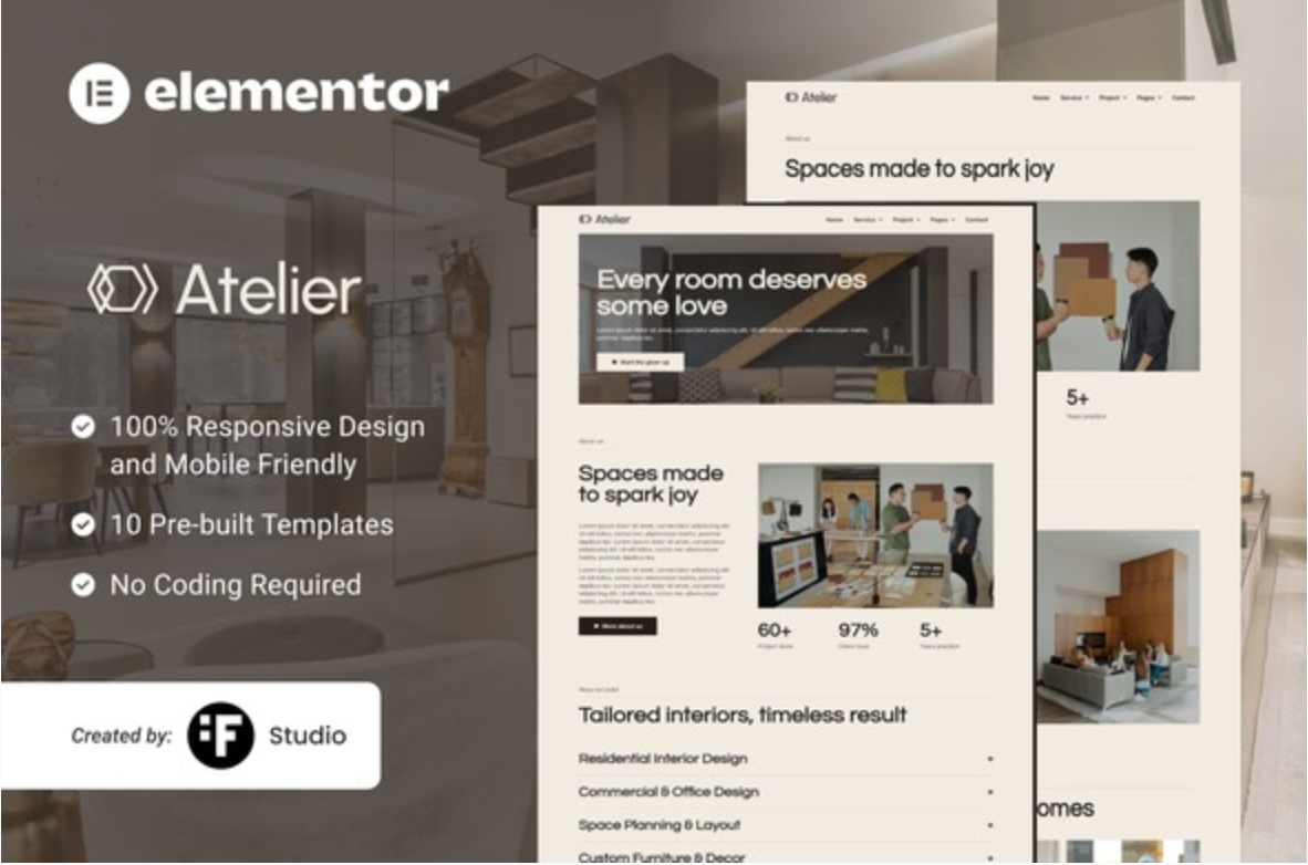 Atelier – Interior Design Elementor Template Kit