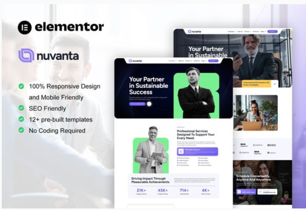 Nuvanta - Business Coach & Consulting Elementor Pro Template Kit