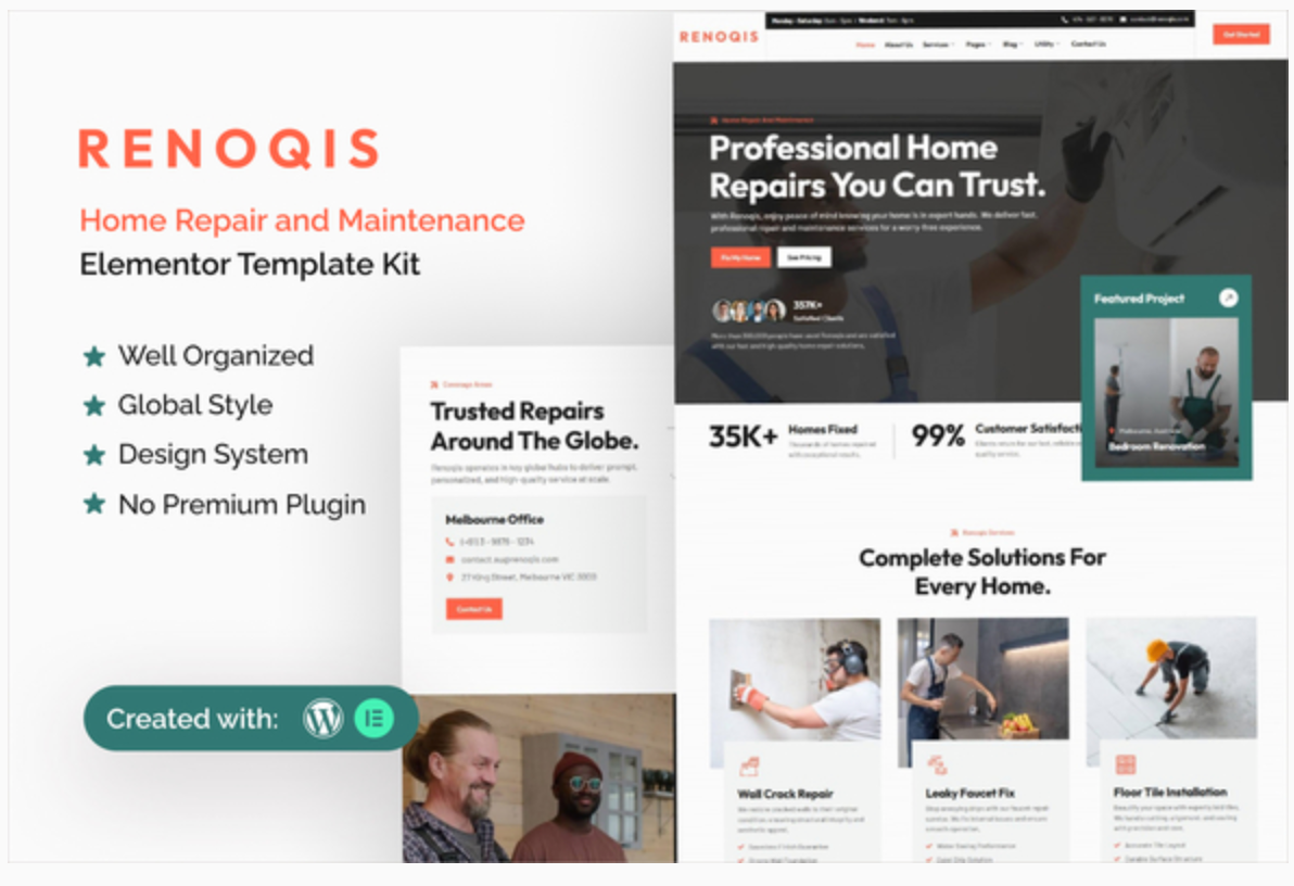 Renoqis - Home Repair & Maintenance Elementor Template Kit