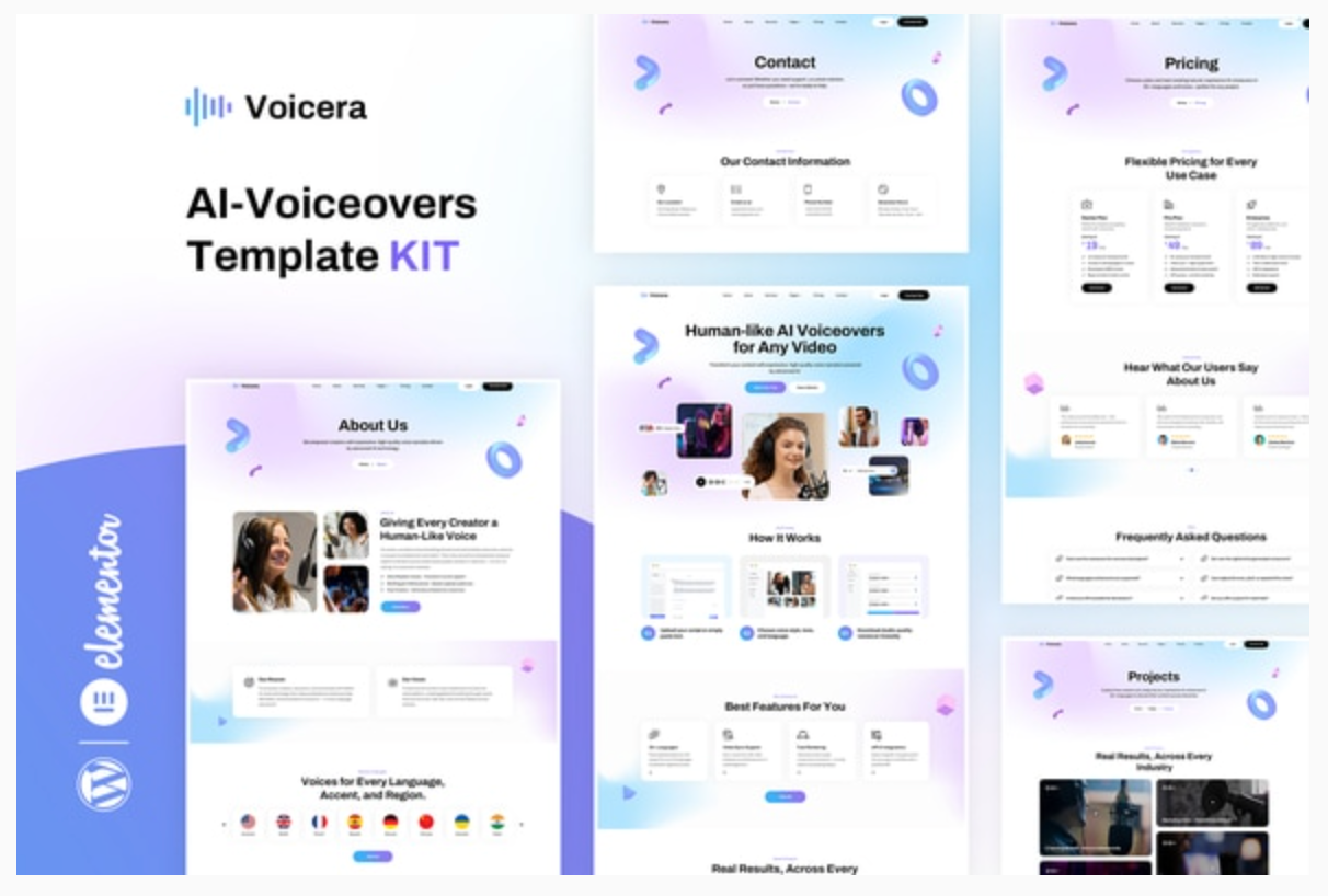 Voicera - AI Voiceover Elementor Template Kit
