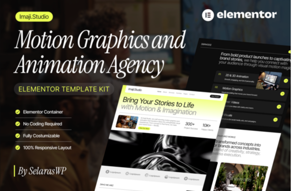 ImajiStudio - Motion Graphics & Animation Agency Elementor Pro Template Kit