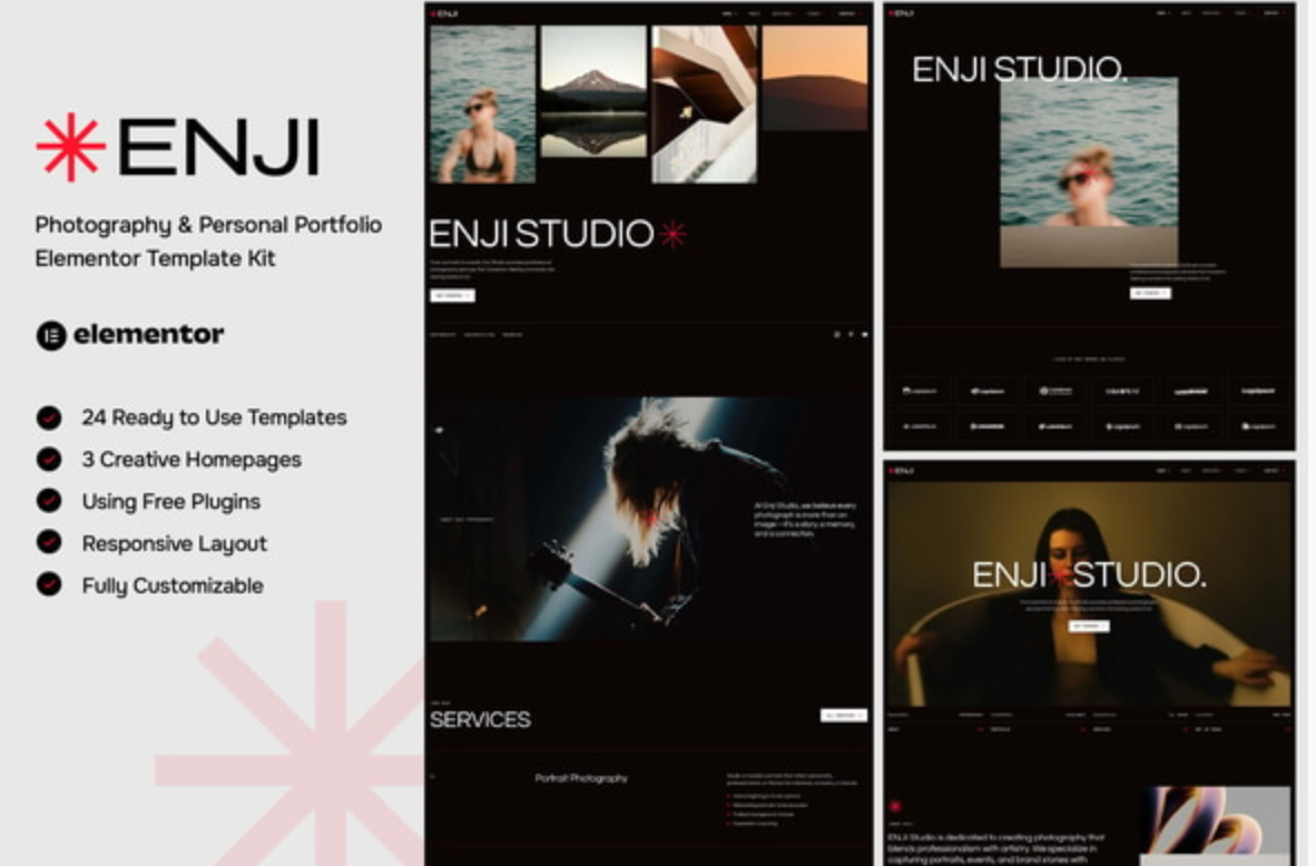 Enji - Photography & Personal Portfolio Elementor Template Kit