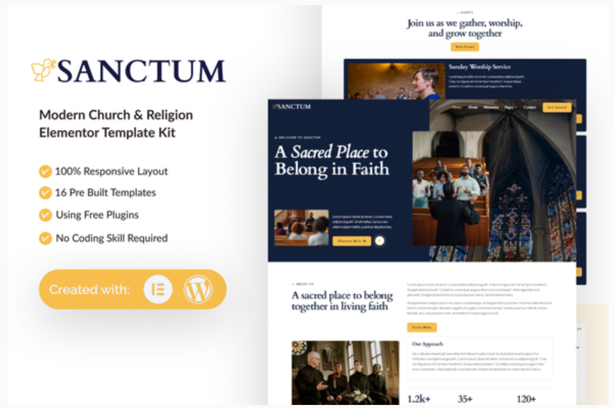 Sanctum - Modern Church & Religion Elementor Template Kit