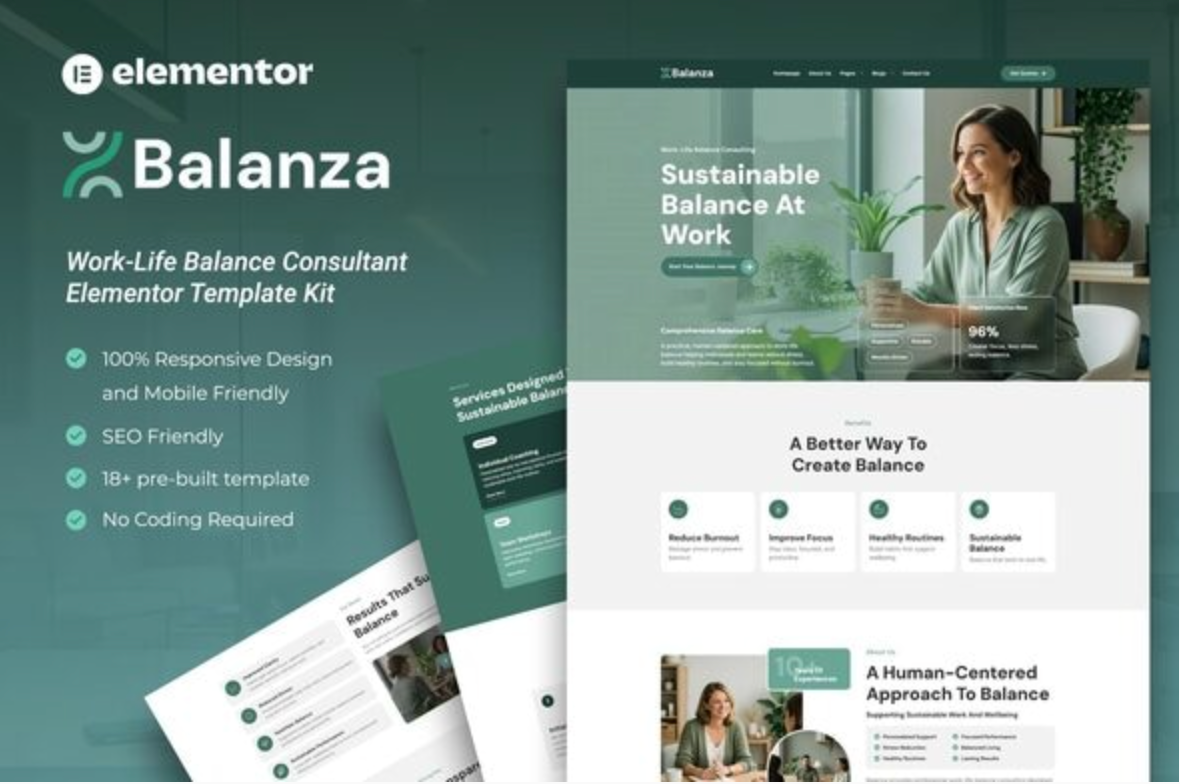 Balanza – Work-Life Balance Consultant Elementor Template Kit