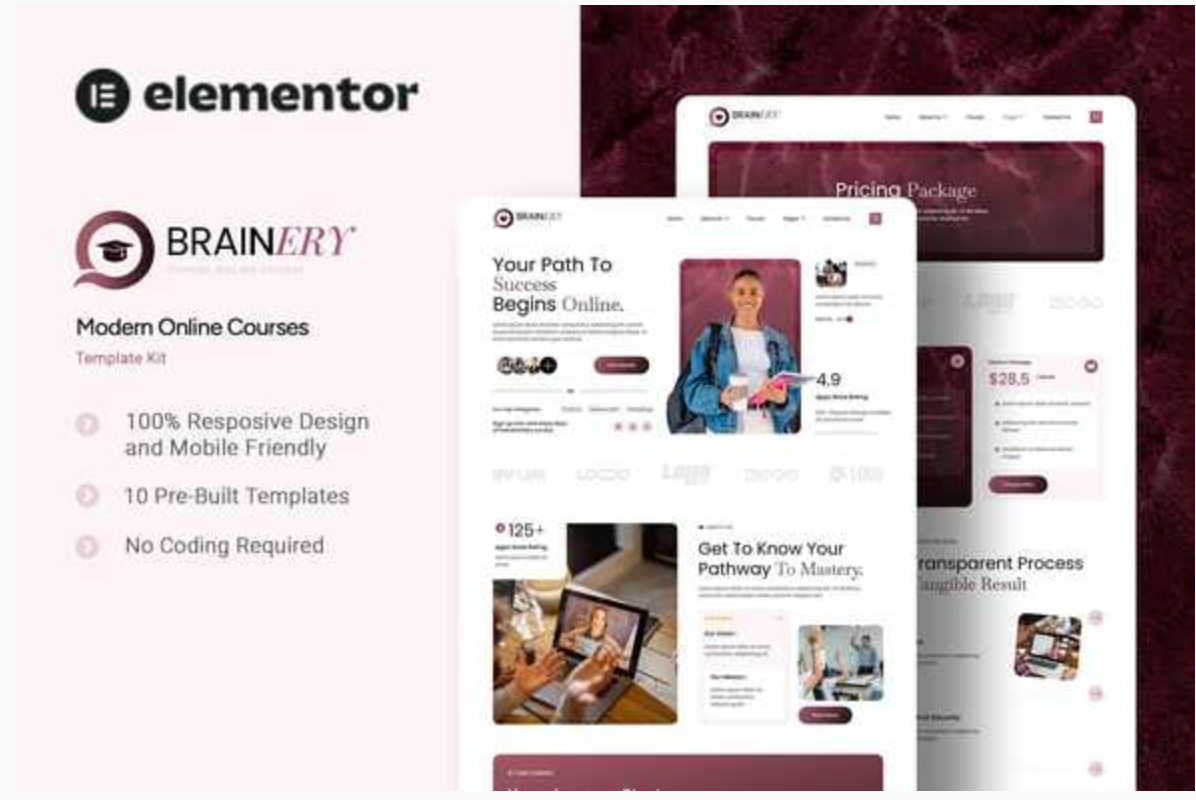Brainery - School Online Courses Elementor Template Kit