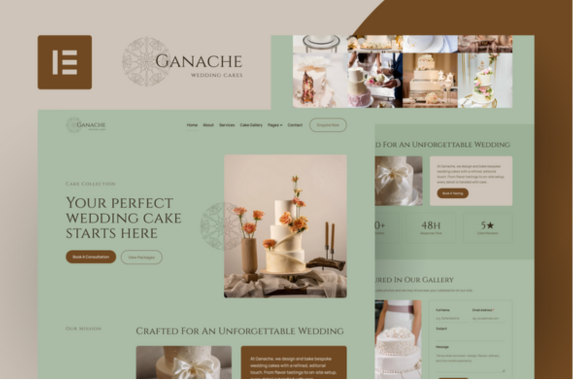 Ganache – Wedding Cake Bakery Elementor Template Kit