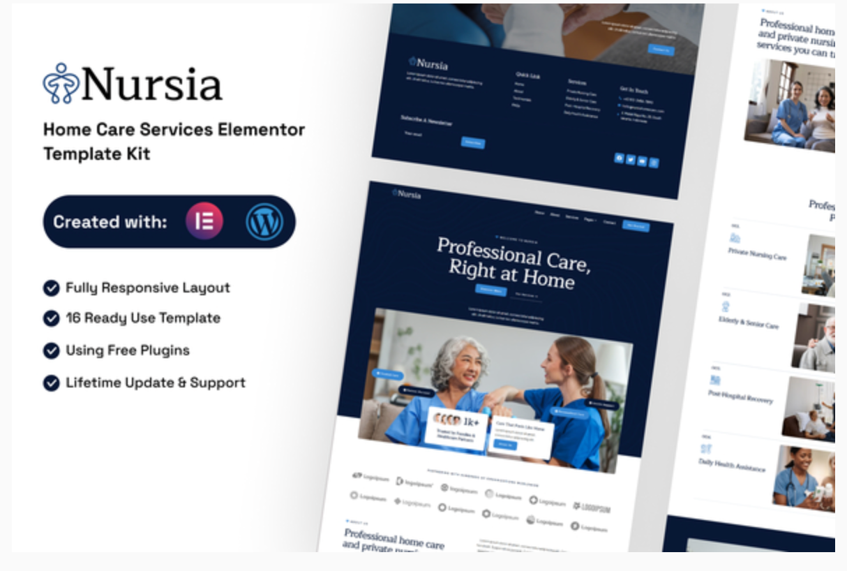 Nursia - Home Care Services Elementor Template Kit