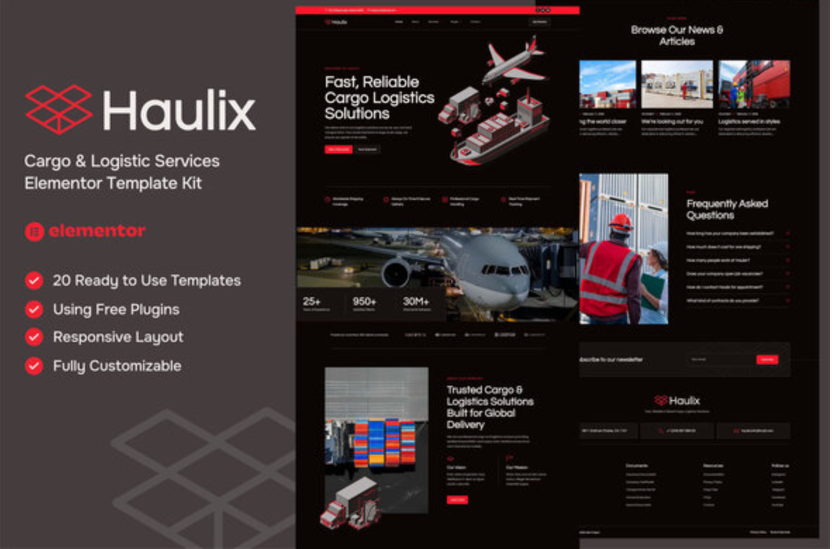 Haulix - Cargo & Logistic Services Elementor Template kit