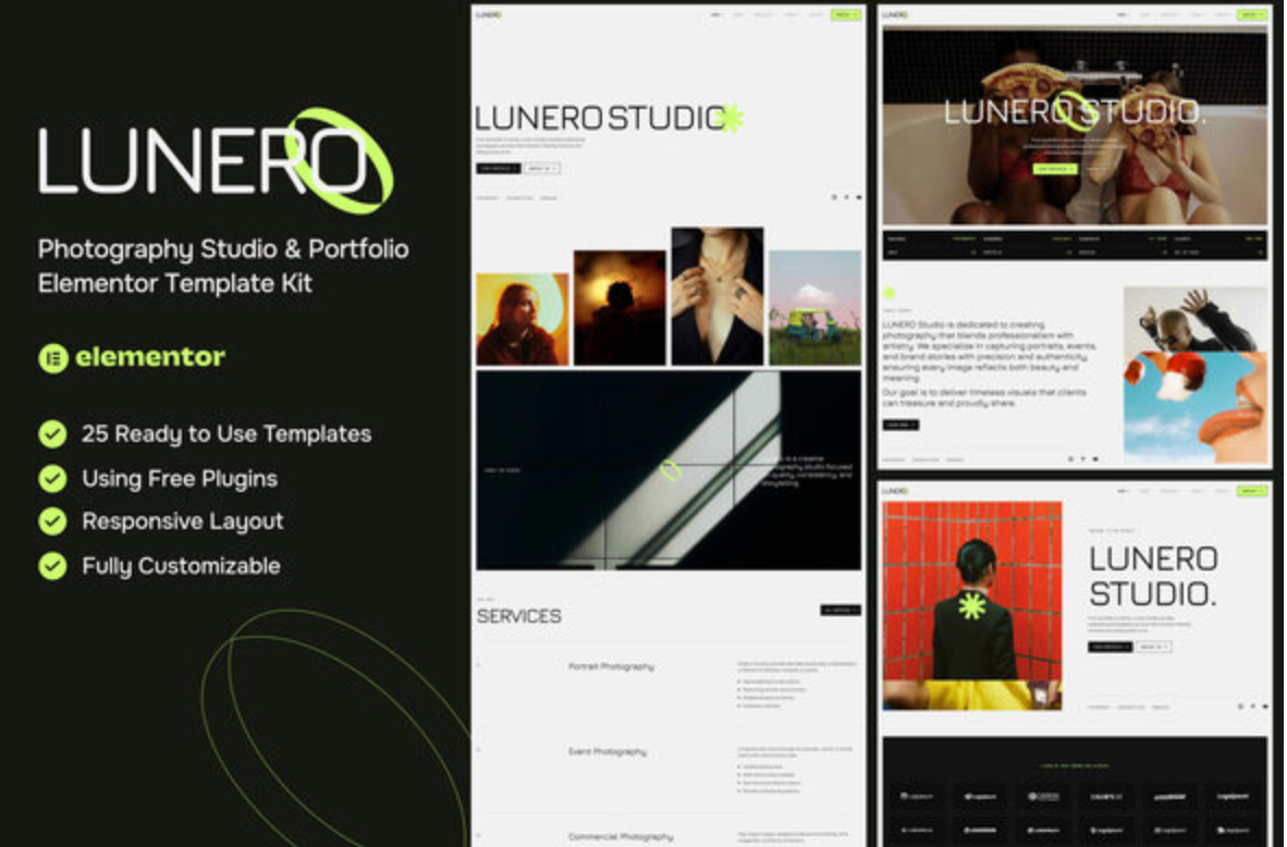 Lunero - Photography Studio & Portfolio Elementor Template Kit