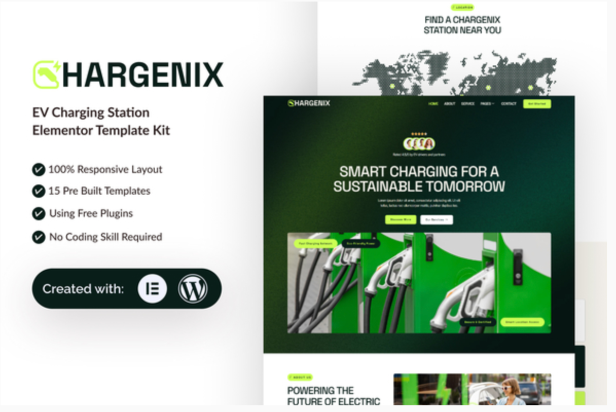 Chargenix - EV Charging Station Elementor Template Kit