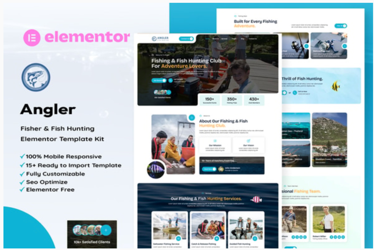 Angler - Fishing & Fish Hunting Elementor Template Kit