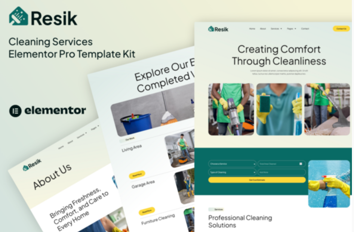Resik - Cleaning Services Elementor Pro Template Kit