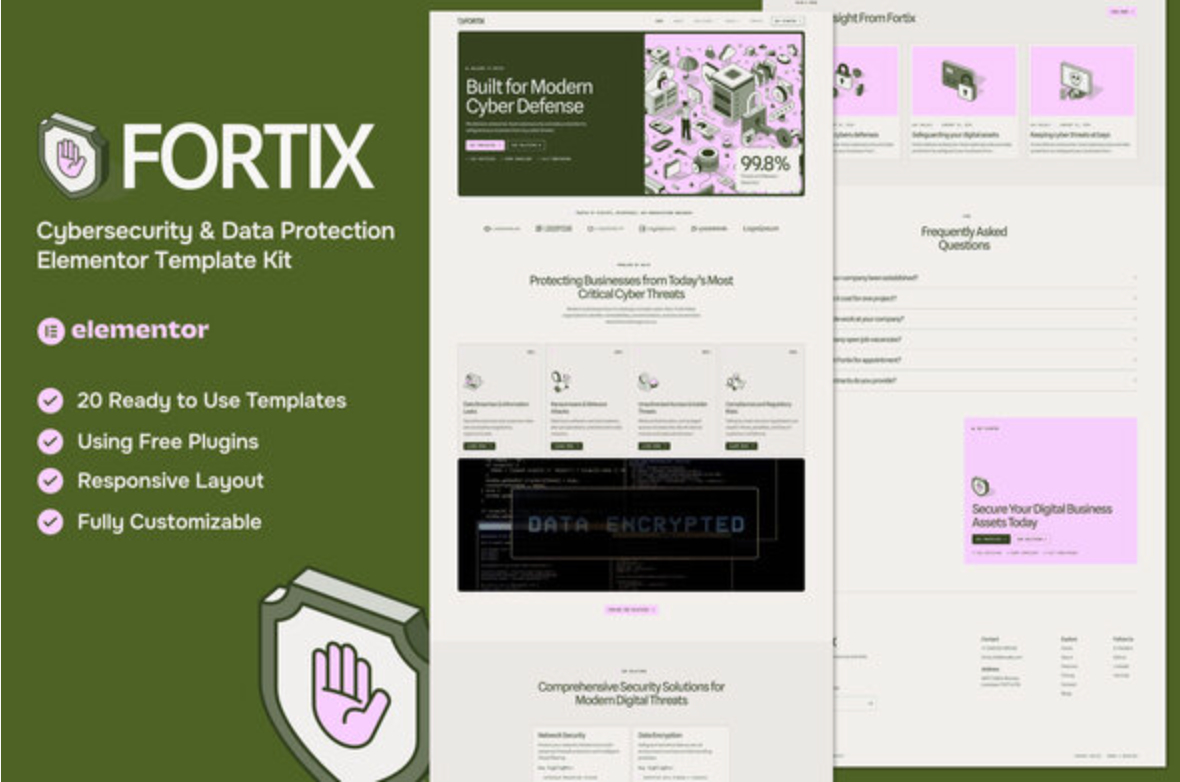 Fortix - Cybersecurity & Data Protection Elementor Template Kit