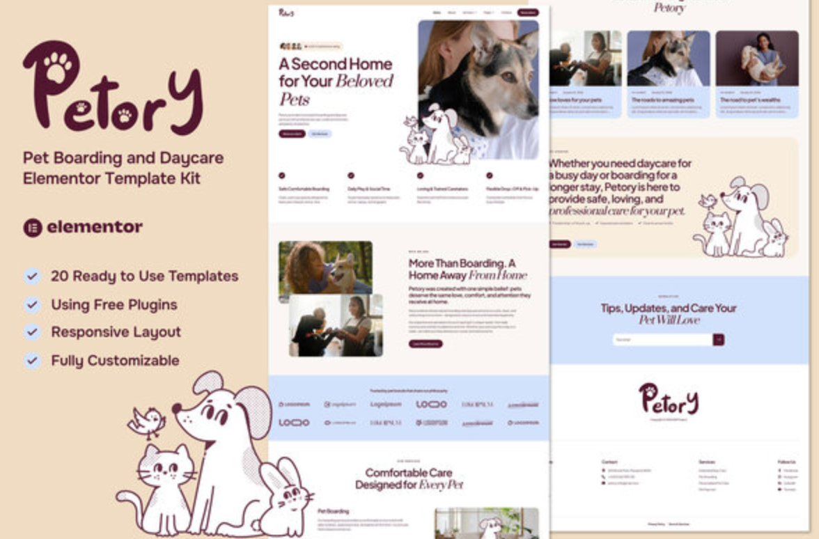 Petory - Pet Boarding & Daycare Elementor Template Kit