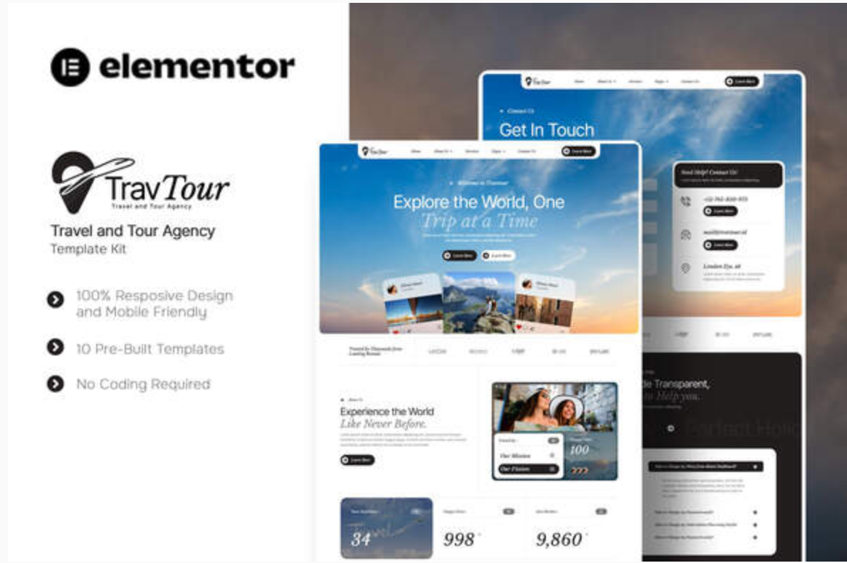Travtour - Travel and Tour Agency Elementor Template Kit