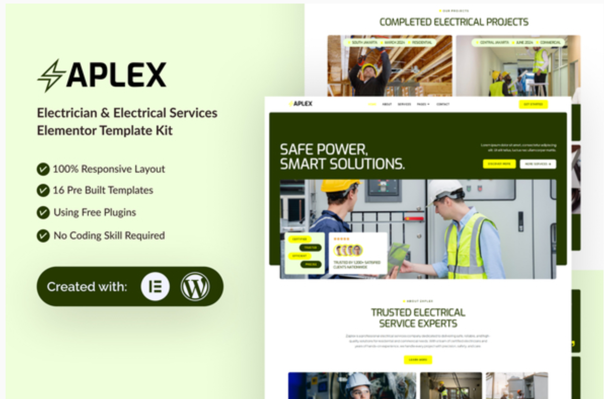 Zaplex - Electrician & Electrical Services Elementor Template Kit