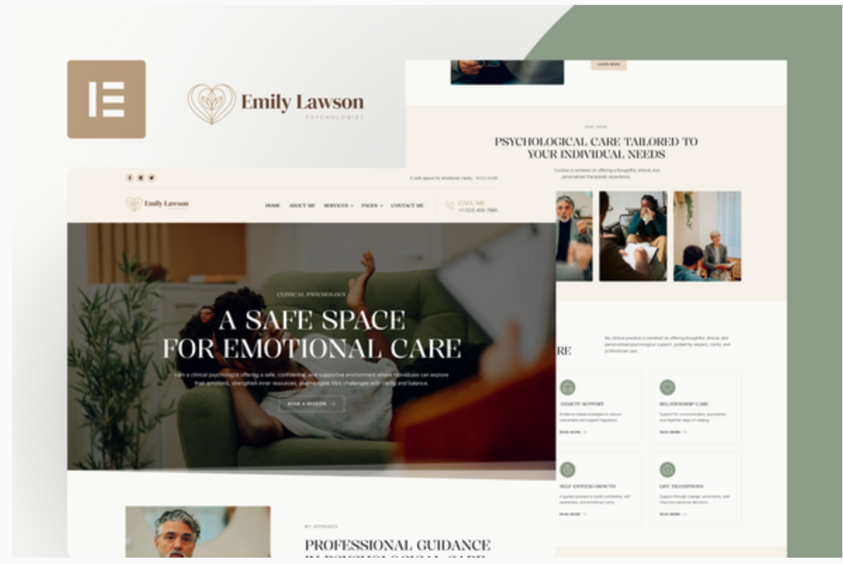 EmilyLawson - Psychologist & Counsellor Elementor Template Kit