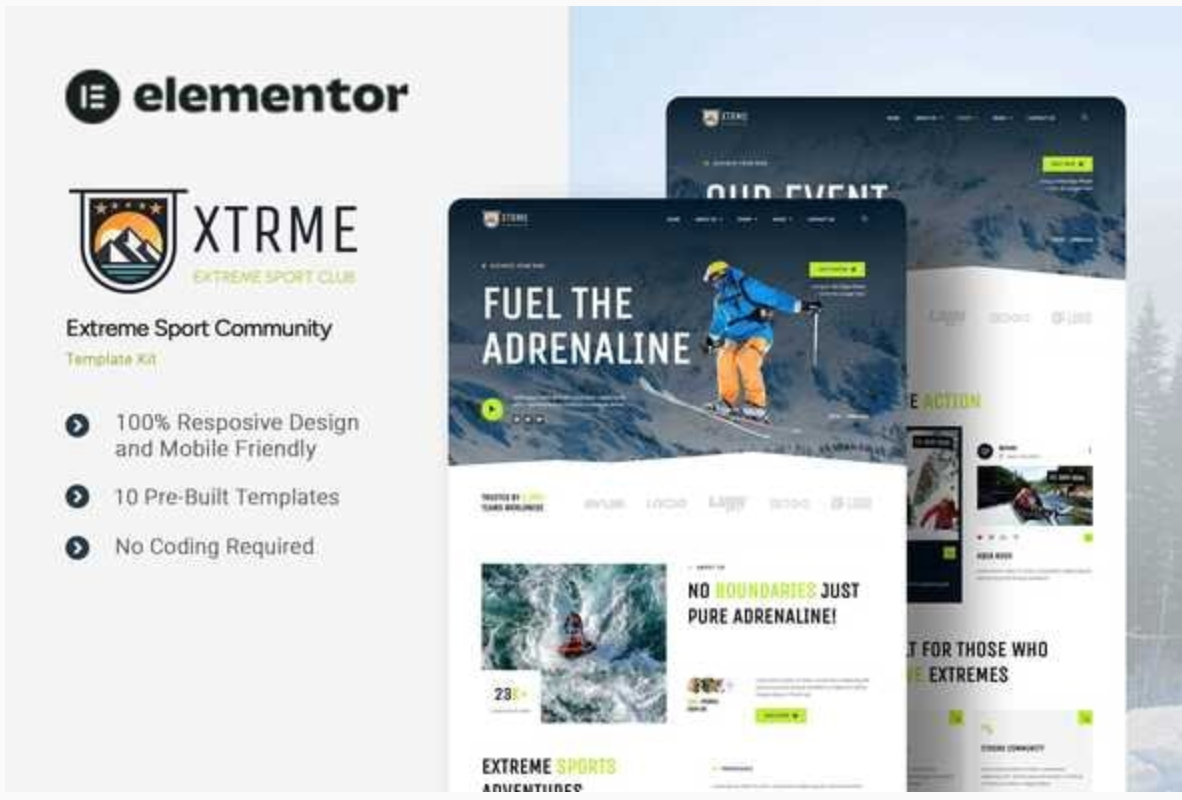 XTRME - Extreme Sport Community Elementor Template Kit