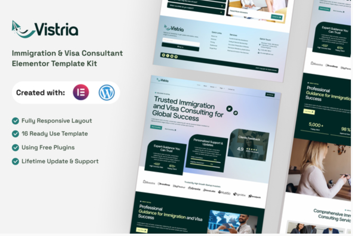 Vistria - Immigration & Visa Consultant Elementor Template Kit