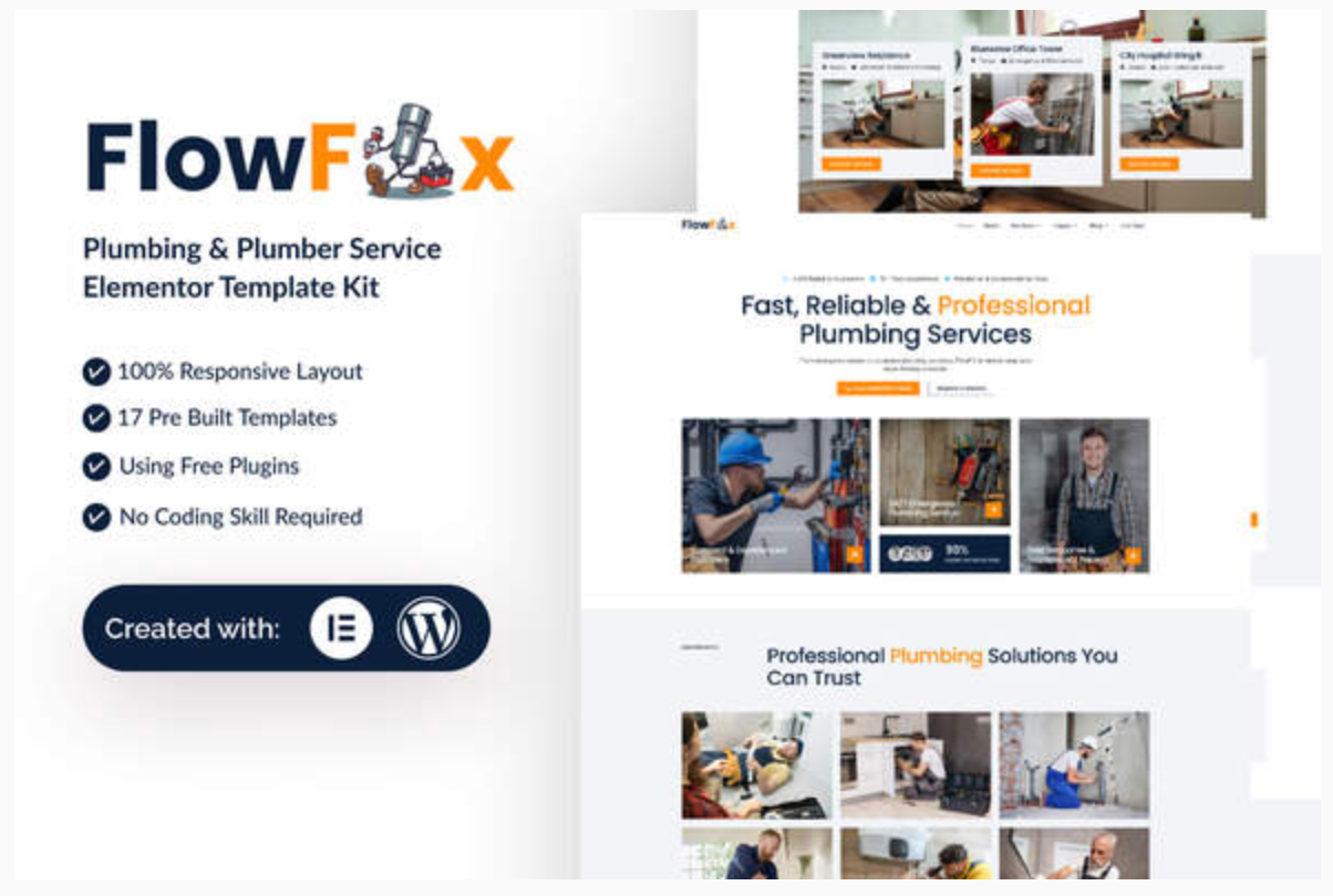 FlowFix - Plumbing & Plumber Service Elementor Template Kit