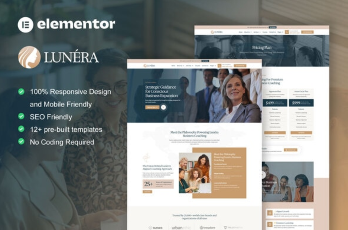 Lunera - Feminine Business Coaching Elementor Pro Template Kit