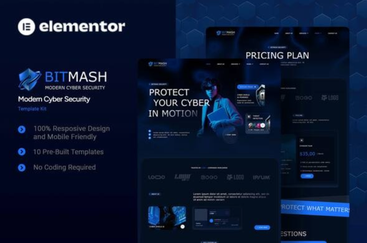 Bitmash - Modern Cyber Security Elementor Template Kit