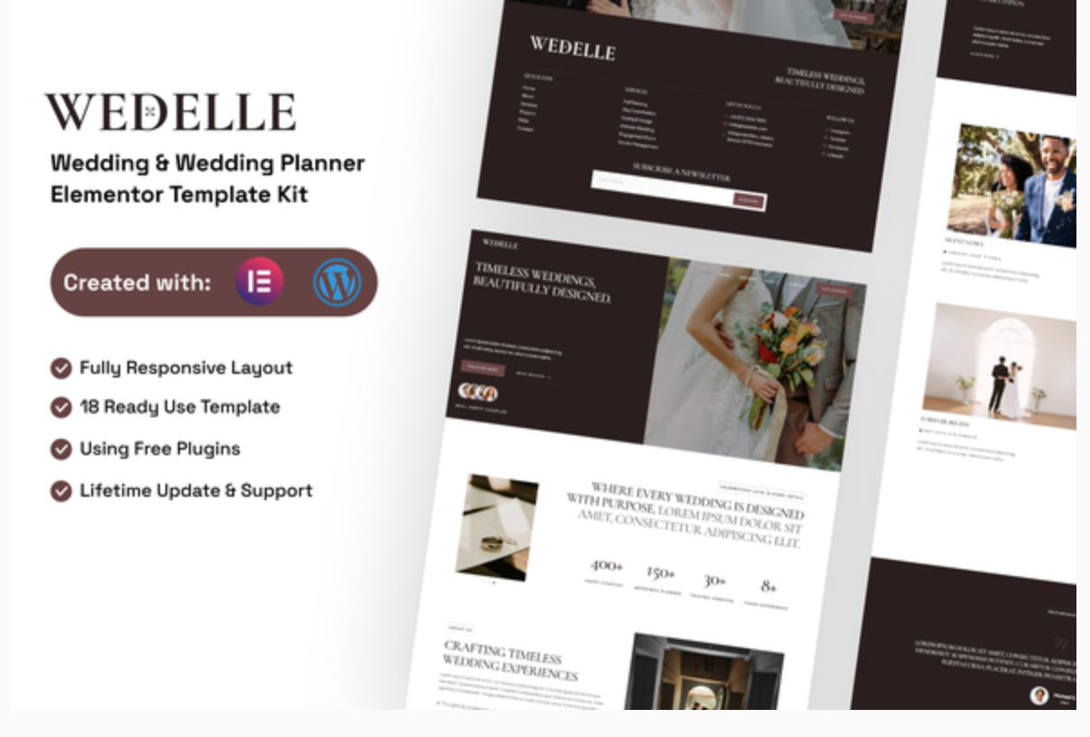 Wedelle - Wedding & Wedding Planner Elementor Template Kit