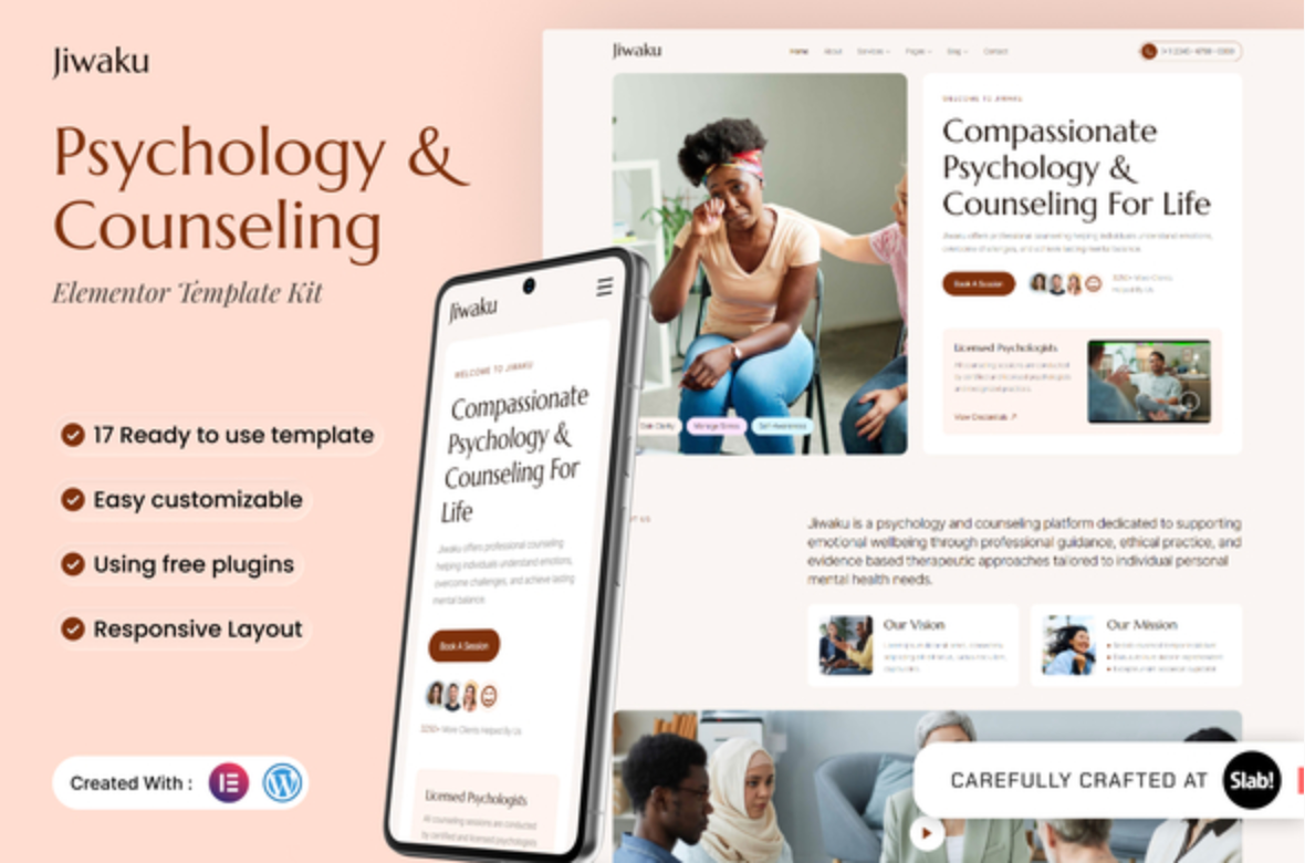 Jiwaku - Psychology & Counseling Elementor Template Kit