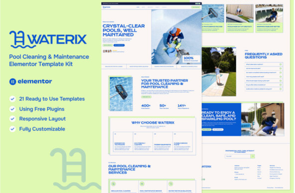 Waterix - Pool Cleaning & Maintenance Service Elementor Kit