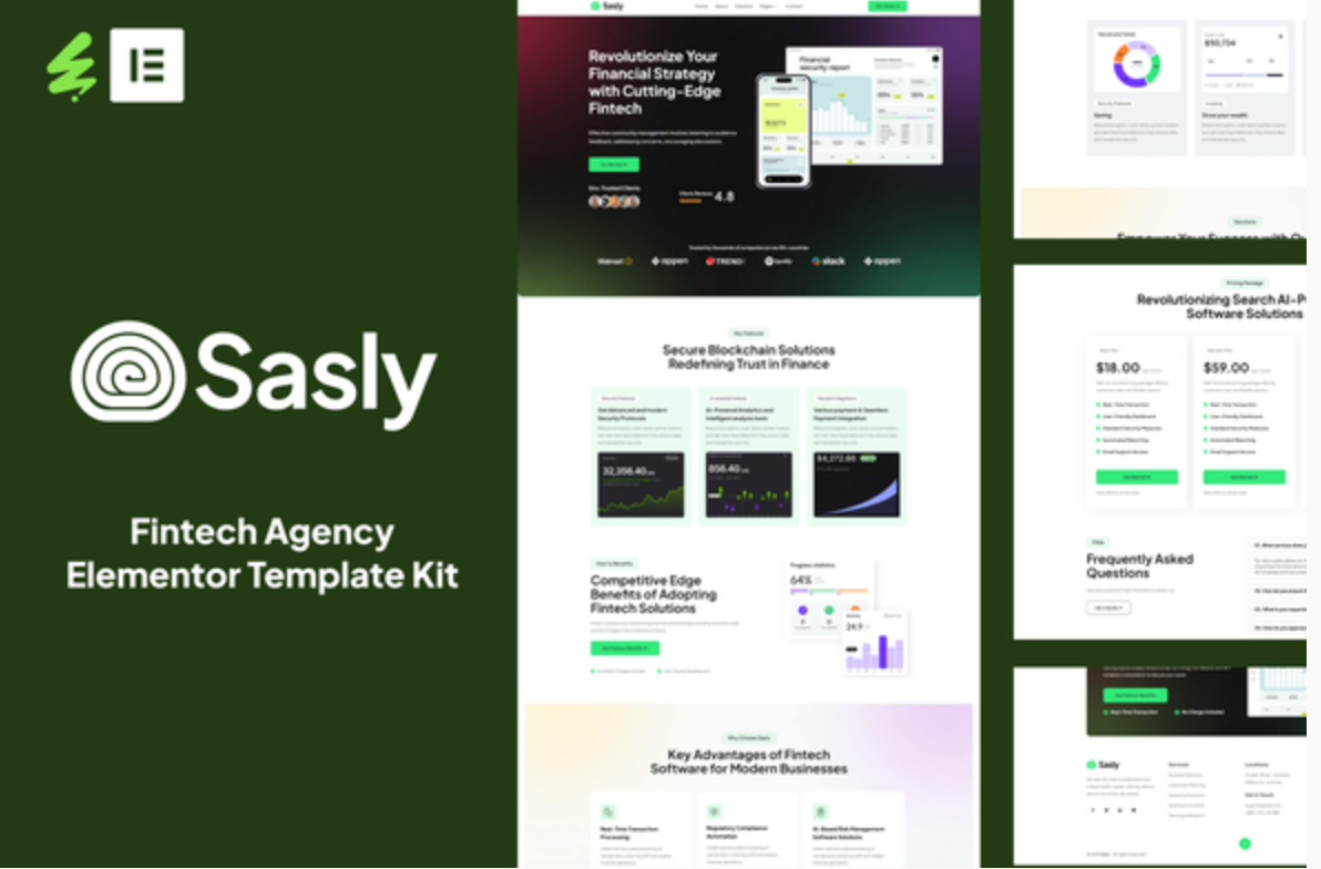 Sasly - Fintech Agency Elementor Template Kit