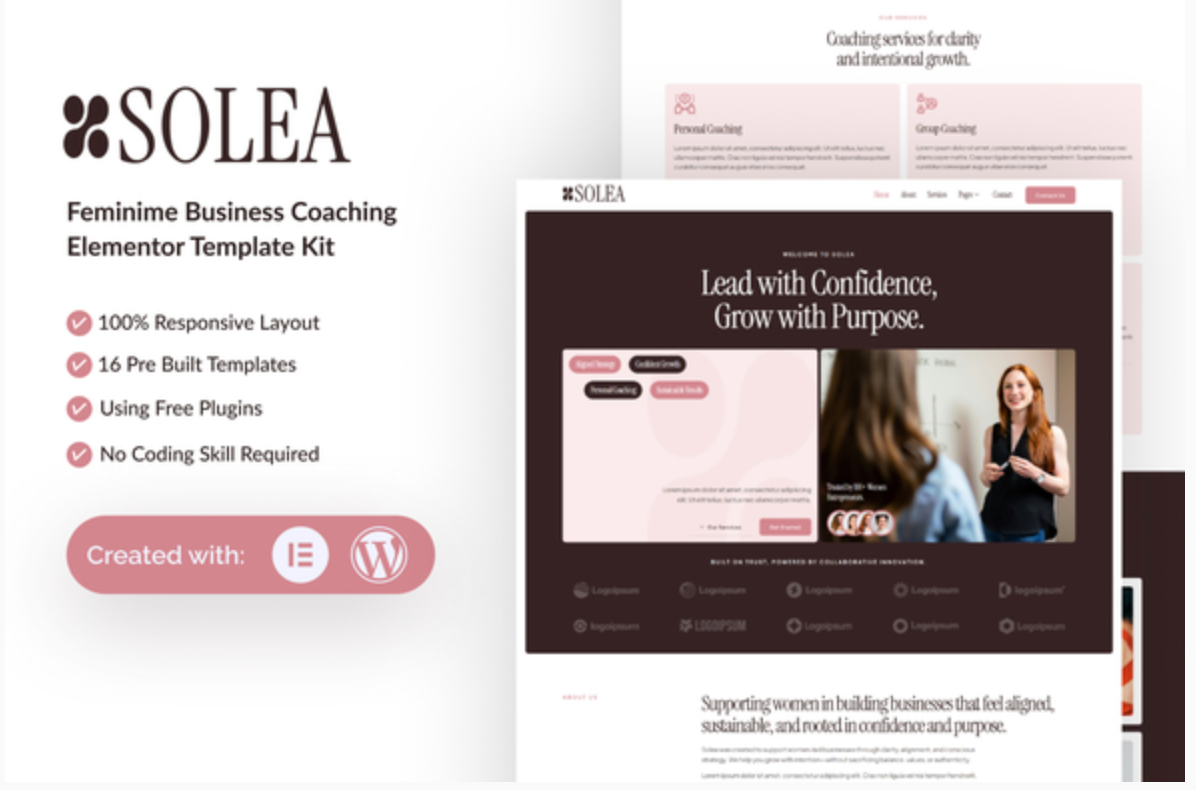 Solea - Feminime Business Coaching Elementor Template Kit