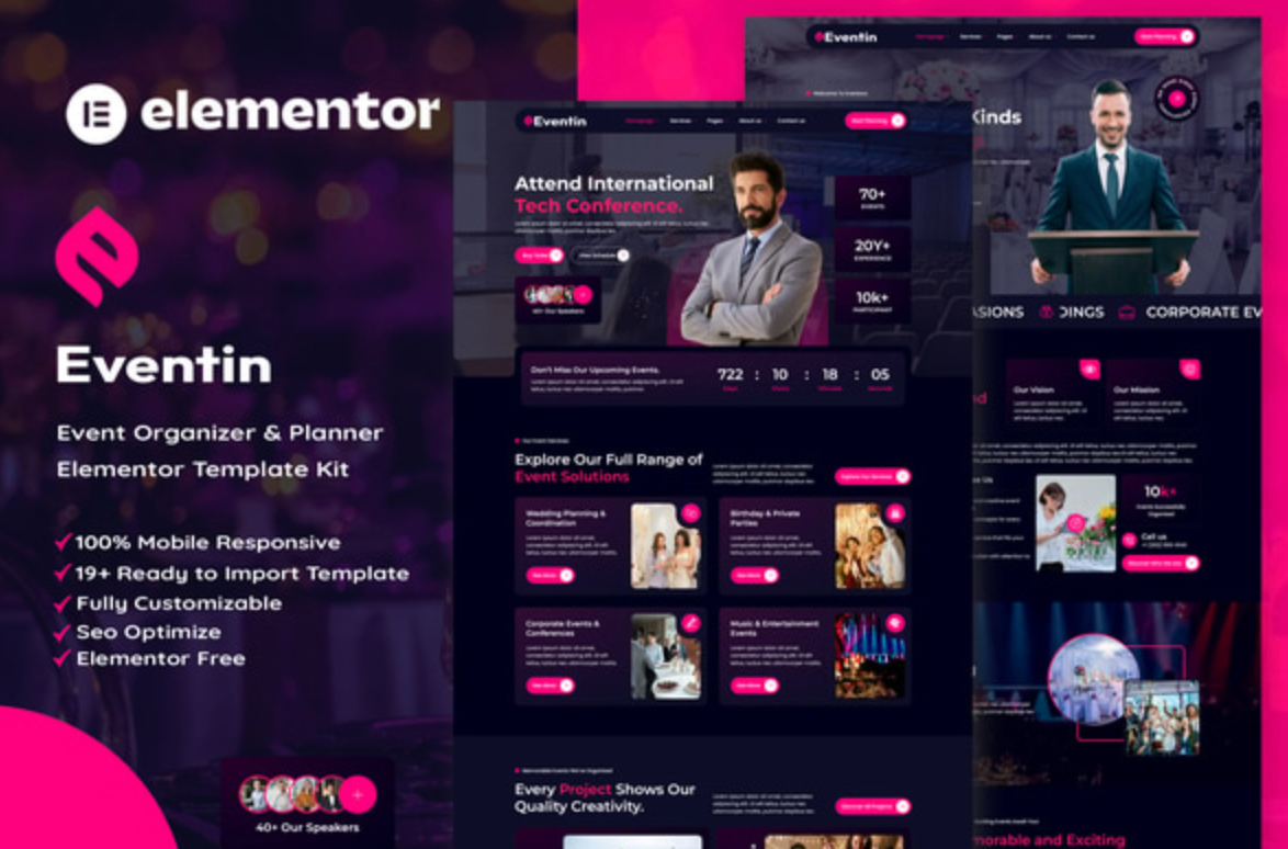 Eventin - Event Organizer & Planner Elementor Template Kit