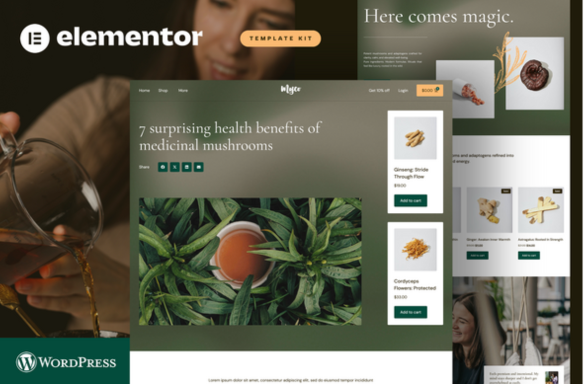 Myco - Medicinal Mushrooms & Adaptogens Shop Elementor Template Kit