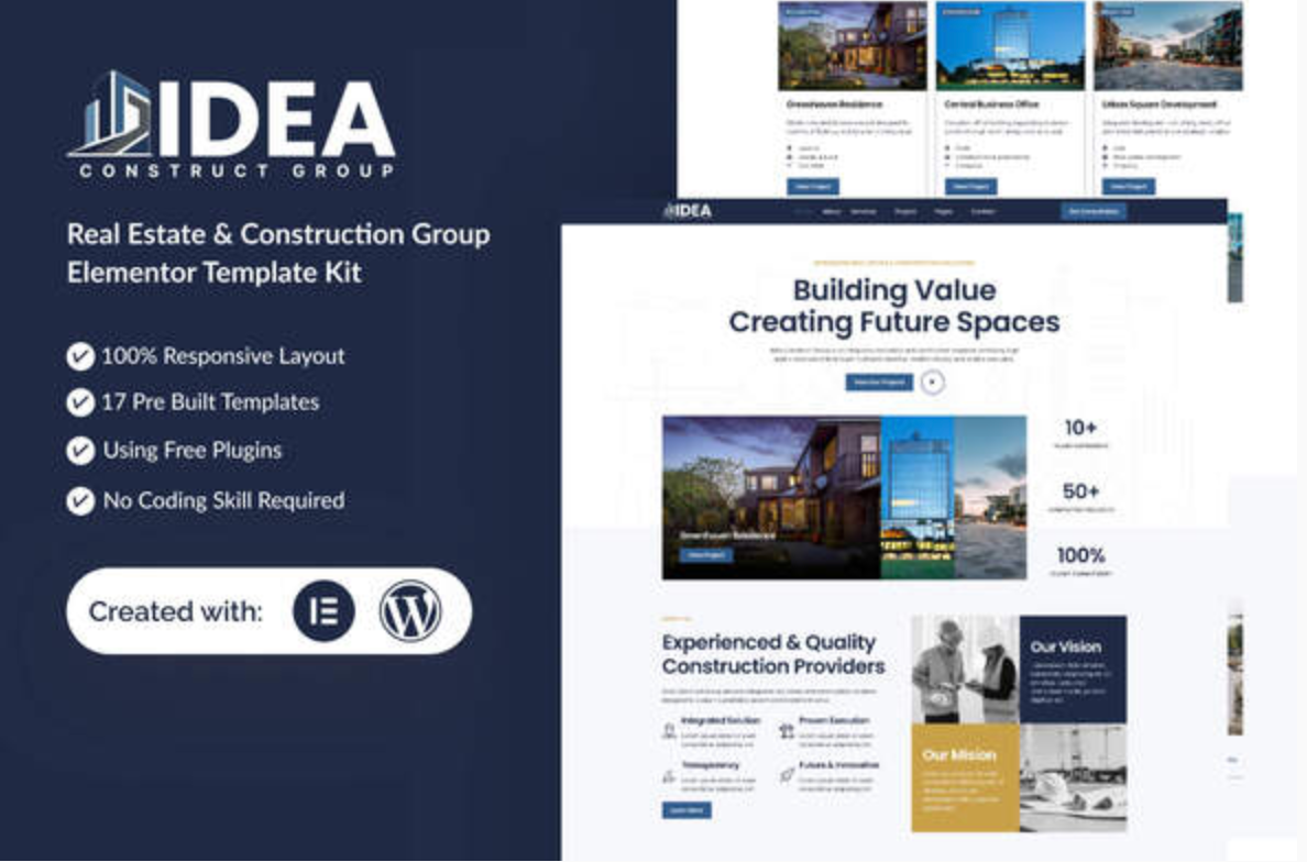 Idea - Real Estate & Construction Group Elementor Template Kit