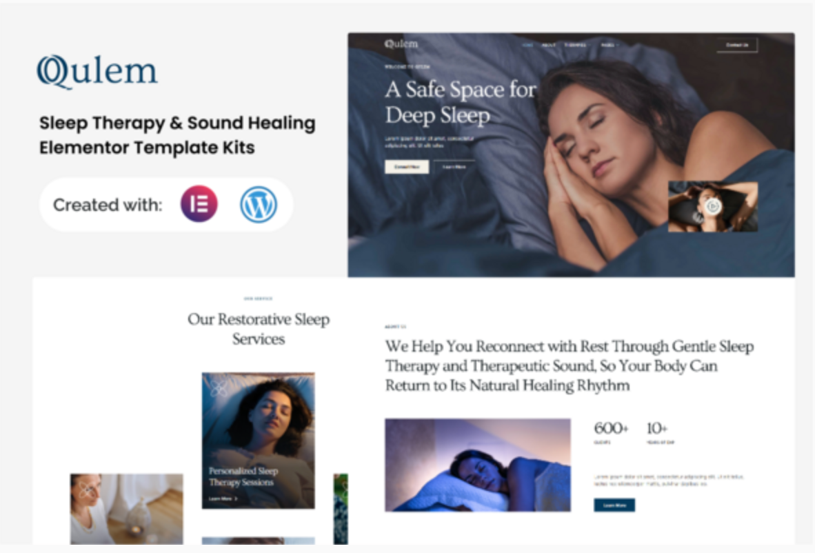 Qulem - Sleep Therapy & Sound Healing Elementor Template Kits